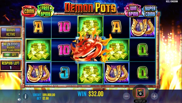 รูปแบบการเล่นของสล็อต Demon Pots